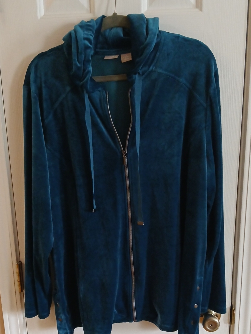 Chico's Teal Velvet Hoodie Size 4